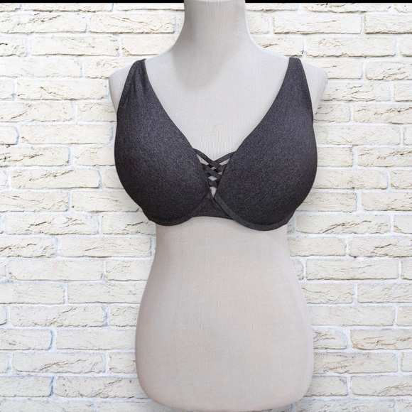 TORRID Curve Heathered Grey Underwire Push-up Plunge Bra Size 40DDD - Picture 1 of 4